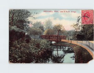 Postcard Brockwell Park, Lake & Rustic Bridge, London, England