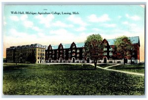 1909 Wells Hall Michigan Agriculture College Exterior Lansing Michigan Postcard