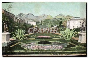 Old Postcard The public garden Menton