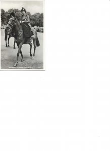 Her Majesty Queen Elizabeth II on horse Old vintage English photo postcard