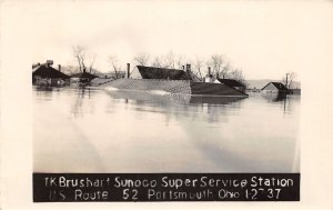 J56/ Portsmouth Ohio RPPC Postcard '37 Flood Disaster Sunoco Gas Station 209