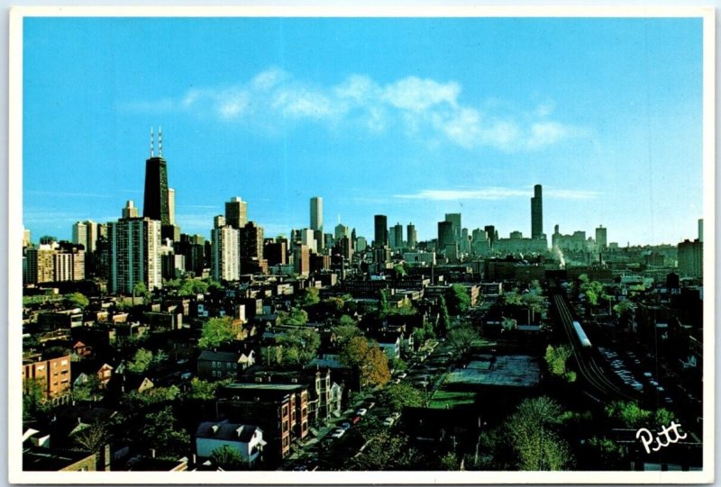 Postcard - An aerial view of beautiful downtown Chicago, Illinois