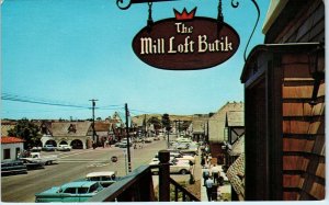 SOLVANG, CA California   Street Scene  MILL LOFT BUTIK   c1950s  Cars  Postcard