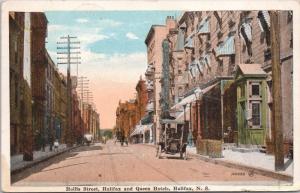 Hollis Street Halifax Nova Scotia NS Halifax & Queens Hotel Postcard E34