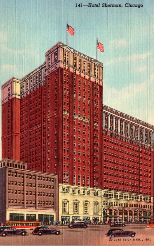 Illinois Chicago Hotel Sherman Curteich