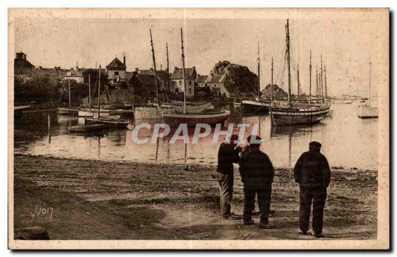 Old Postcard Cote De Granite Loguivy (North Cotes) General view of Port fishe...