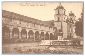 c1940's Santa Barbara Mission Seen from Arlington Hotel California CA Postcard