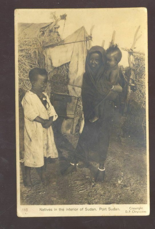 RPPC PORT SUDAN SUDAN NATIVES OF THE INTERIOR VINTAGE REAL PHOTO POSTCARD