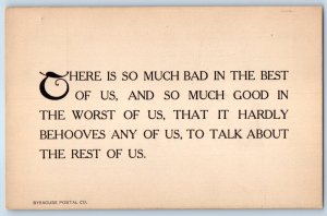 Quote There Is So Much Bad In The Best Of Us And So Much Good In Worst Postcard
