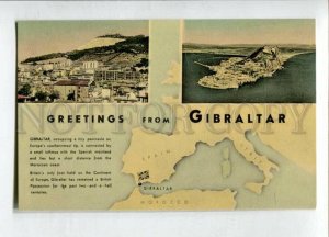 3147438 UK GREETINGS from GIBRALTAR map Vintage postcard