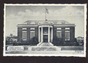 WEST POINT GEORGIA UNITED STATES POST OFFICE VINTAGE POSTCARD B&W GA.