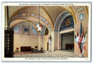 c1940s Detroit New Building The Greatest Newspaper Plant Detroit MI Postcard