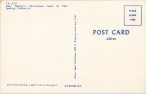 Dean Martin's Home Palm Strings CA Unused Vintage Postcard F65