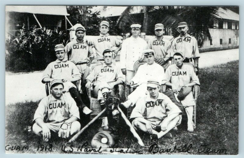 Postcard Guam 1918 US Naval Station Baseball Team Historical F38