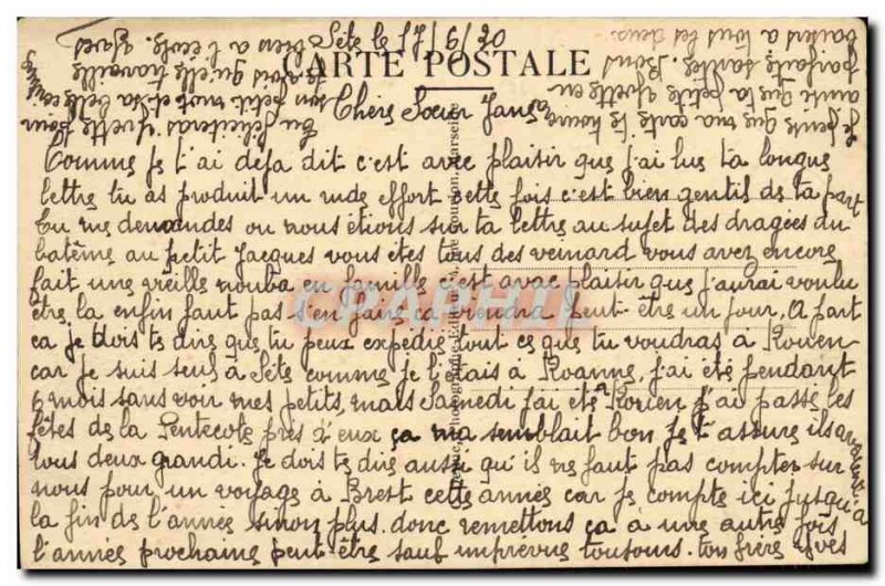 Sete Old Postcard Seaside resort At the beach while bathing