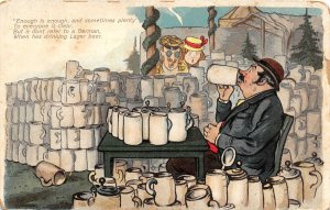 G87/ Drinking Beer Steins Postcard c1910 German Man Drinking Hoarding 12