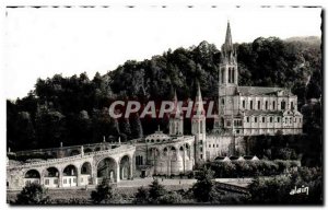 Old Postcard The profile Lourdes Basilica