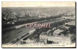 Old Postcard View of Paris View Of The Neighborhoods of Etolle and Champs Ely...