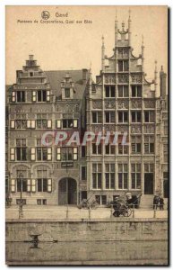 Old Postcard Belgium Ghent corporations homes Quai aux ble