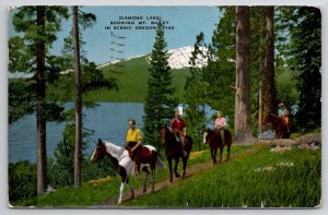 Horses At Diamond Lake Mt Bailey Oregon 1945 to Cincinnati Ohio Postcard D25