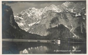 Germany Saint Bartholomew's Church (Königssee) lake and mountain scenic 1927