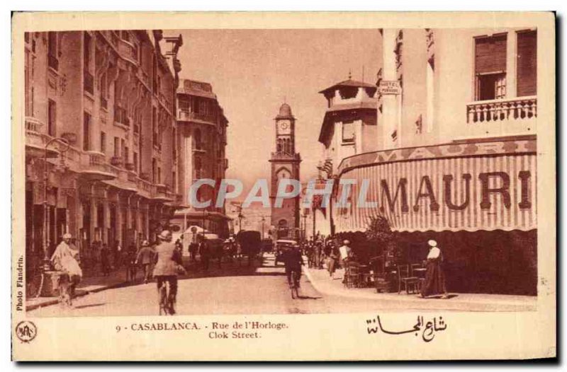 Old Postcard Casablanca Street Clock Street Clok