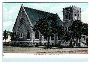 IOLA, Kansas KS ~ FIRST PRESBYTERIAN CHURCH ca 1910s Allen County  Postcard