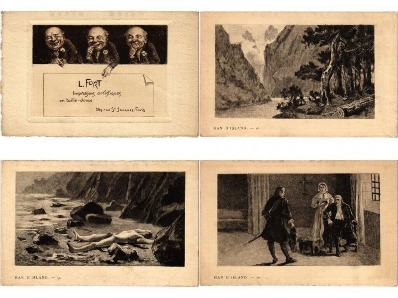 VICTOR HUGO WRITER Han D'Island 28 Vintage Postcards pre-1940 (L6574)