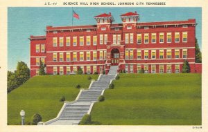 JOHNSON CITY, TN Tennessee  SCIENCE HILL HIGH SCHOOL  c1940's Linen Postcard