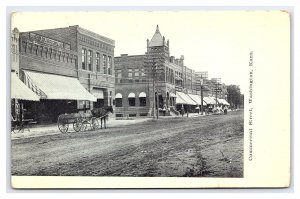 Commercial Street Washington Kans. Kansas Postcard Horse & Buggy