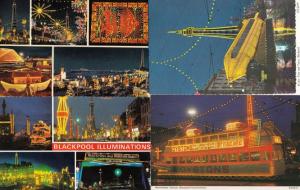 Blackpool Tram Illuminations 4x Postcard s