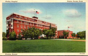 Kansas Wichita Wesley Hospital and Huston Nurses Home 1945 Curteich