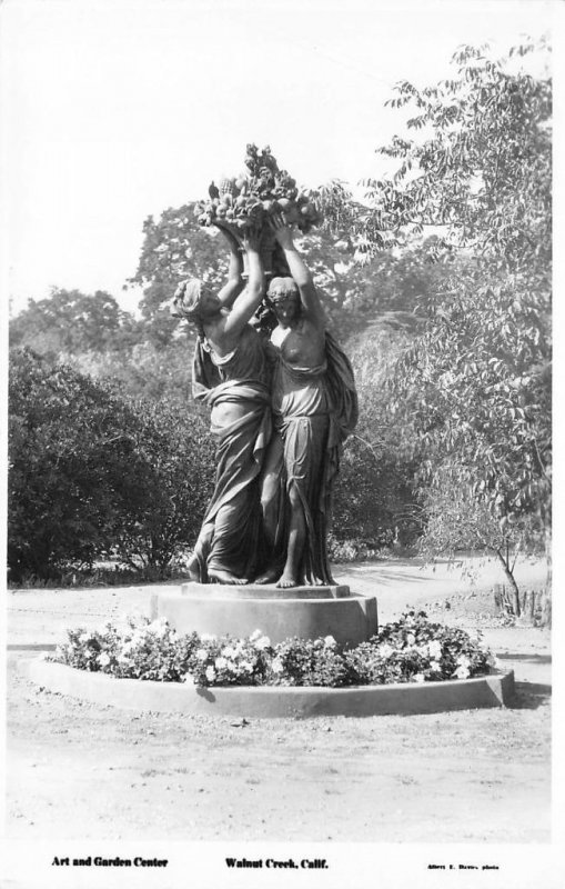 RPPC Art & Garden Center, Walnut Creek, CA Statue ca 1940s Vintage Postcard