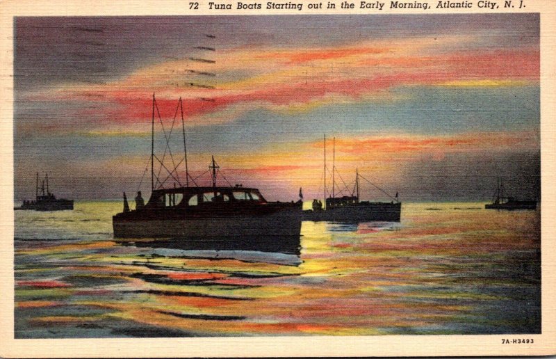 New Jersey Atlantic City Tuna Boats Starting Out In The Early Morning 1938 Cu...