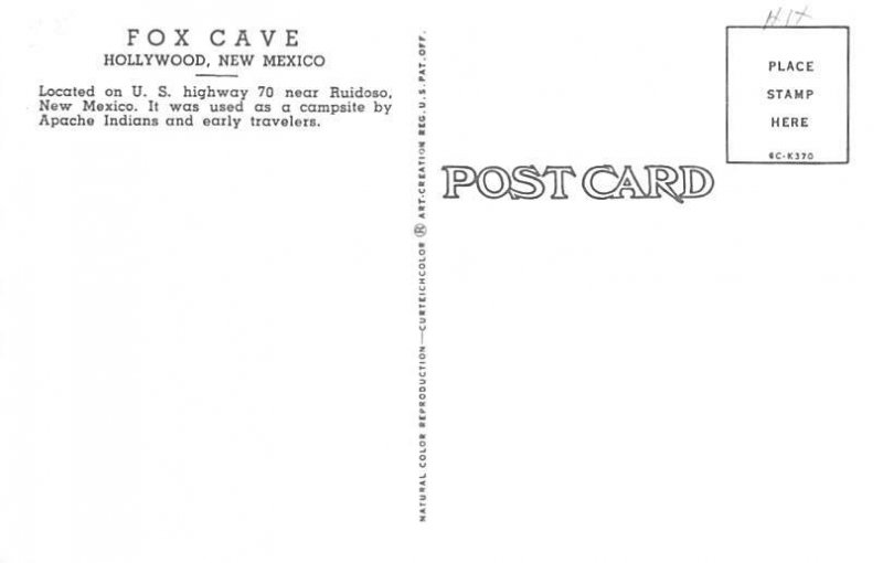 Fox Cave Hollywood , New Mexico NM