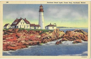 Portland Head Light Lighthouse Casco Bay Portland Maine 1948