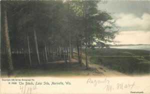 Postcard Wisconsin Marinette The Beach Lake Side Rotograph undivided 23-11709