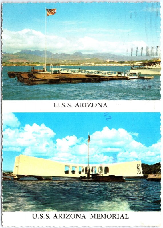 VINTAGE POSTCARD CONTINENTAL SIZE THE U.S.S. ARIZONA BATTLESHIP MEMORAL