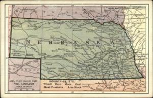 State Road Map c1910 Postcard - NEBRASKA