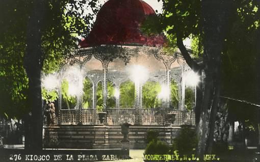 Mexico - Monterrey. Plaza Zaragoza Kiosk    *RPPC  Colorized