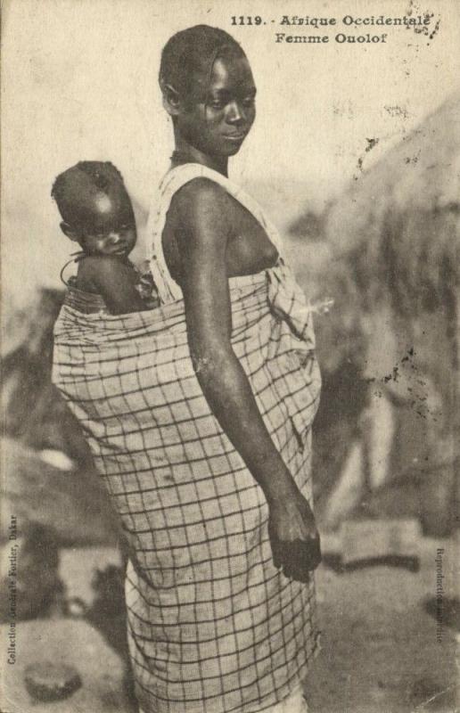 west africa, SENEGAL, Native Woman Child Ouolof Wolof Tribe (1921) Fortier 1119