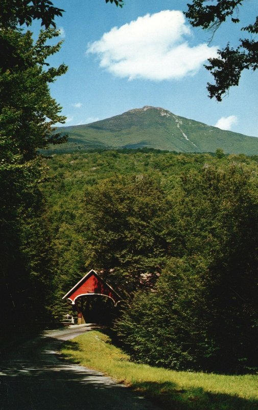 Vintage Postcard Covered Bridge Flume Mt. Liberty White Mountains New Hampshire