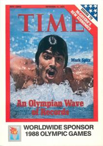 TIME Magasine Postcard Worldwide Sponsor 1988 Olympic Games Mark Spitz records