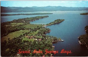 Postcard AERIAL VIEW SCENE Lake George New York NY AI0206