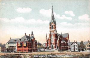 Manchester New Hampshire~St Marie's Church & Convent~Big Homes~1908 Postcard 