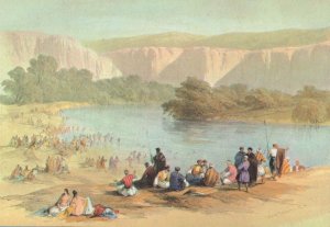 David Roberts Banks Of The River Jordan Painting Postcard