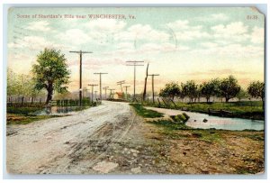 1911 Scene Sheridan's Ride Near Street Road Winchester Virginia Vintage Postcard