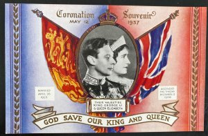 Mint England Souvenir Picture Postcard King George VI 6 Coronation KGVI