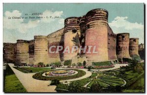 Old Postcard Angers Chateau and tanks bloom