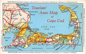 Tourist Auto Map Cape Cod MA 1932